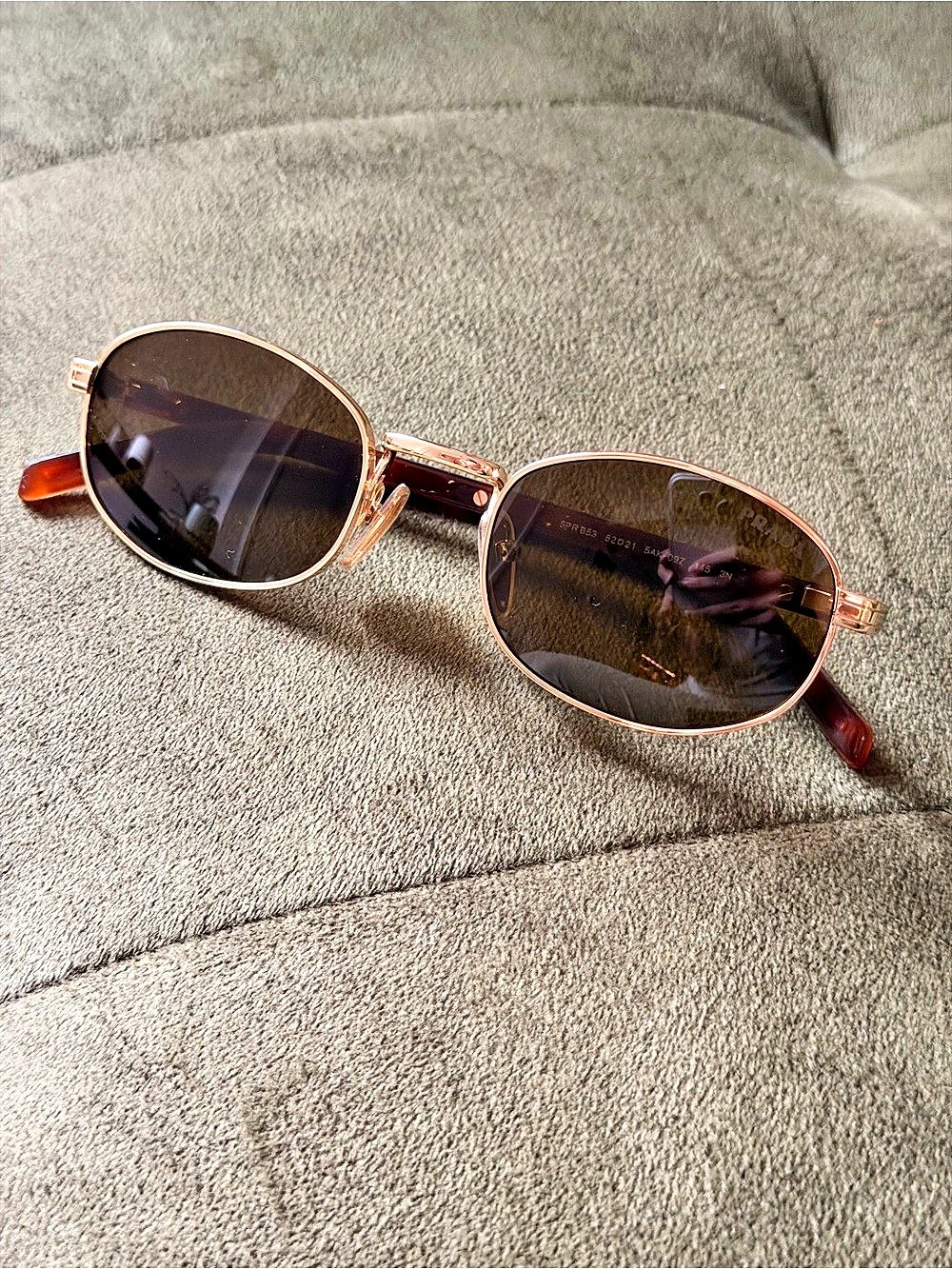 Prada Oval Brown & Gold Sunglasses Like New